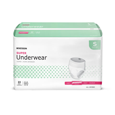 Absorbent Underwear McKesson Pull On with Tear Away Seams Adult Small Unisex Disposable Moderate Absorbency #UW33843