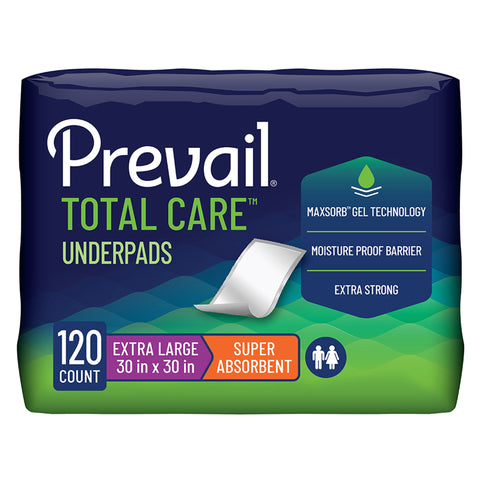 Disposable Underpad Prevail® Total Care™ 30 X 30 Inch Super Absorbent Core Heavy Absorbency #UPS-120/1