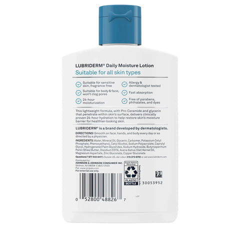 Hand and Body Moisturizer Lubriderm® Daily Moisture 16 oz. Pump Bottle Unscented Lotion #52800048846