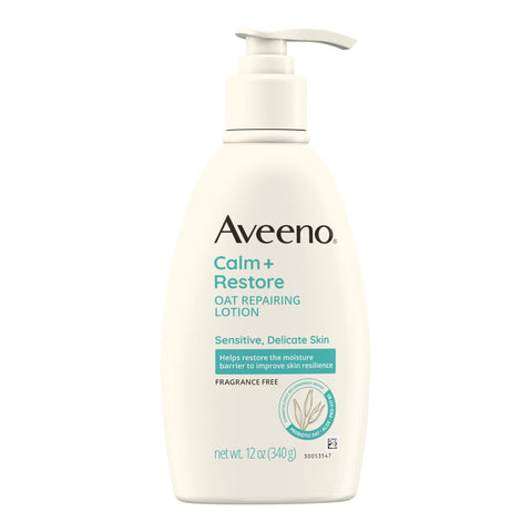 Hand and Body Moisturizer Aveeno® Calm + Restore Oat Replenishing Lotion 12 oz. Pump Bottle Unscented Lotion #38137118789