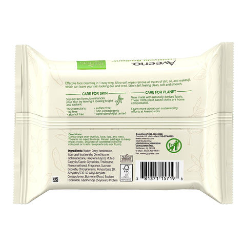 Makeup Remover Aveeno® Positively Radiant® Wipe Soft Pack Scented