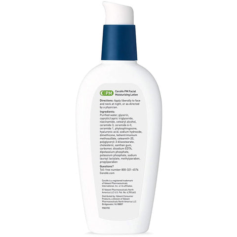 Facial Moisturizer CeraVe® PM 3 oz. Pump Bottle Unscented Lotion #60600053745