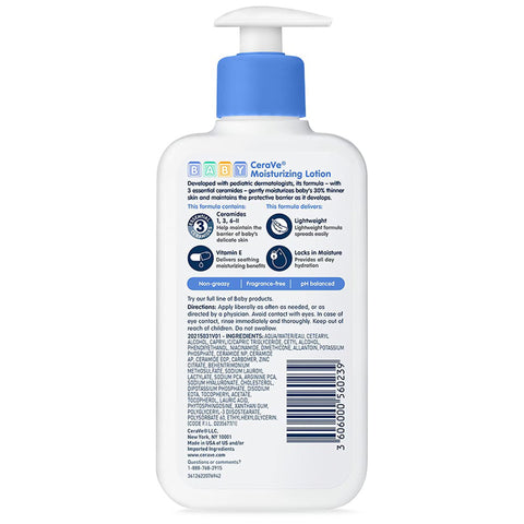 Baby Lotion CeraVe® 8 oz. Pump Bottle Unscented Lotion #60600056023
