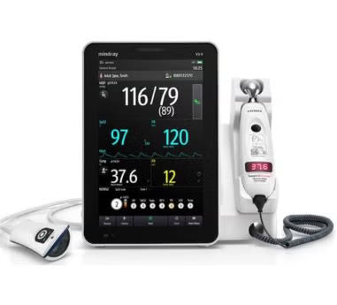 Vital Signs Monitor Mindray Monitoring / Spot check ECG, NIBP, Respiration, SpO2, Temerature Battery Operated #121-002181-00, 1 EACH