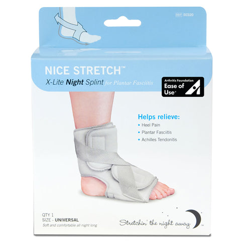 Plantar Fasciitis Night Splint Nice Stretch® X-Lite One Size Fits Most Hook and Loop Closure Left / Right Foot #50320