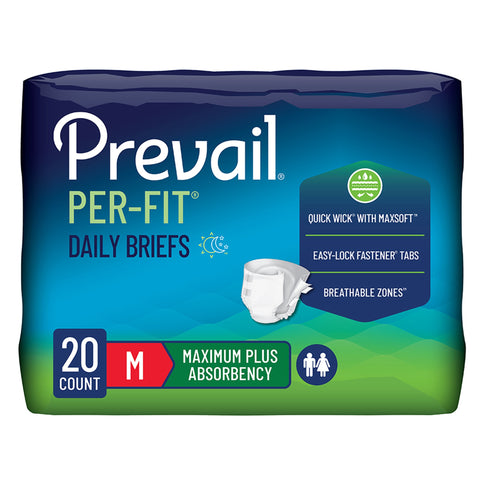 Incontinence Brief Prevail® Per-Fit® Maximum Plus Adult Medium Unisex Disposable Heavy Absorbency #PF-012/2