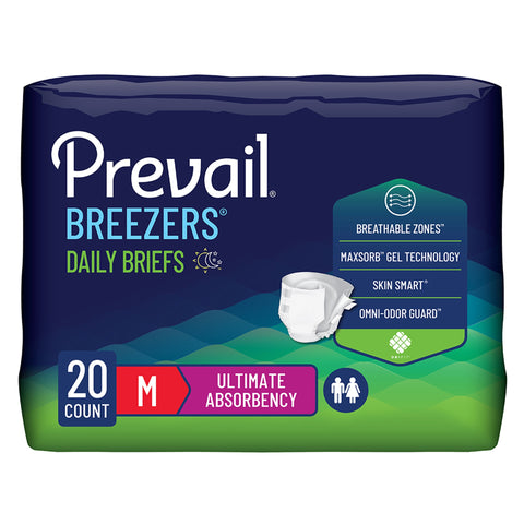 Incontinence Brief Prevail® Breezers® Adult Medium Unisex Disposable Heavy Absorbency #PVB-012/3