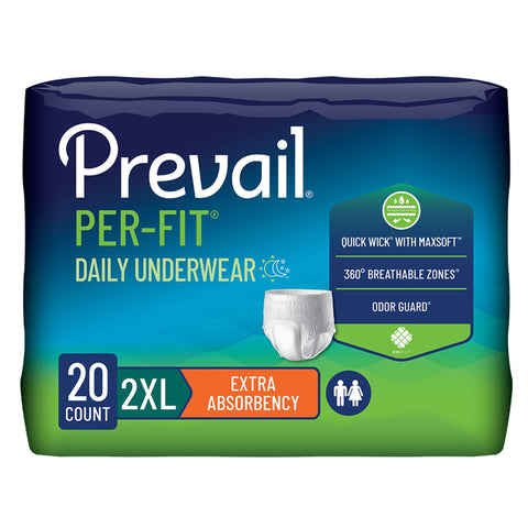 Absorbent Underwear Prevail® Per-Fit® Extra Pull On with Tear Away Seams Adult 2X-Large Unisex Disposable Heavy Absorbency #PF-517/1