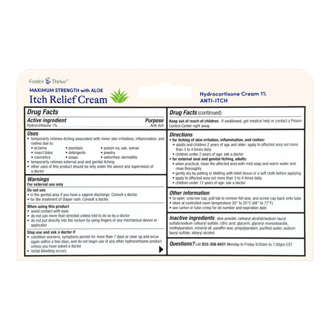 Itch Relief Foster & Thrive™ 1% Strength Cream 1 oz. Tube #70677121601