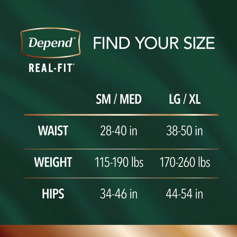 Absorbent Underwear Depend® Real Fit® Waistband Style Adult Large / X-Large Male Disposable Heavy Absorbency #55427