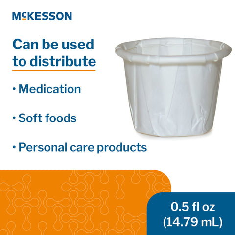 Souffle Cup McKesson 0.5 oz. Paper White Disposable #16-050-2050