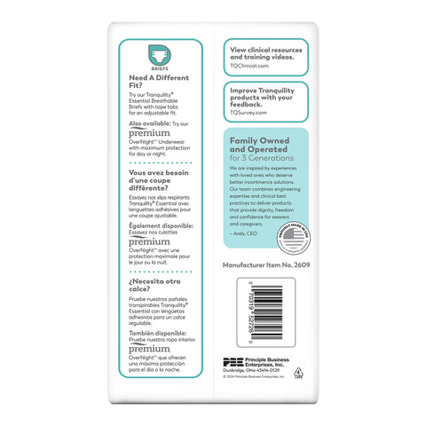 Absorbent Underwear Tranquility® Essential Pull On with Tear Away Seams Adult 3X-Large Unisex Disposable Heavy Absorbency #2609