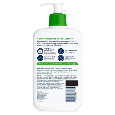 Facial Cleanser CeraVe® Hydrating Lotion 16 oz. Pump Bottle Unscented