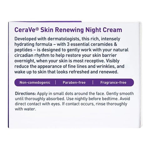 Facial Moisturizer CeraVe® Skin Renewing Night Cream 1.7 oz. Jar Unscented Cream #60600053760