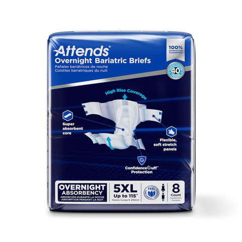 Incontinence Brief Attends® Overnight Bariatric Adult 5X-Large Unisex Disposable Heavy Absorbency #DD70