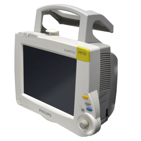 Refurbished Patient Monitor Philips IntelliVue MP30 Monitoring 12 Lead ECG, NIBP, SpO2, Terperature Battery Operated #MPM-0646-FG, 1 EACH