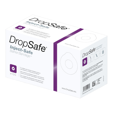 Pre-Injection Adhesive Strip DropSafe® Film / Foam White 1-3/8 Inch Diameter Sterile