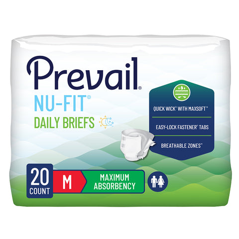 Incontinence Brief Prevail® Nu-Fit® Adult Medium Unisex Disposable Heavy Absorbency #NU-012/2