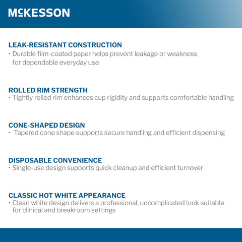 Paper Cone Cup McKesson 4 oz. Paper White Disposable #PDC-CW4