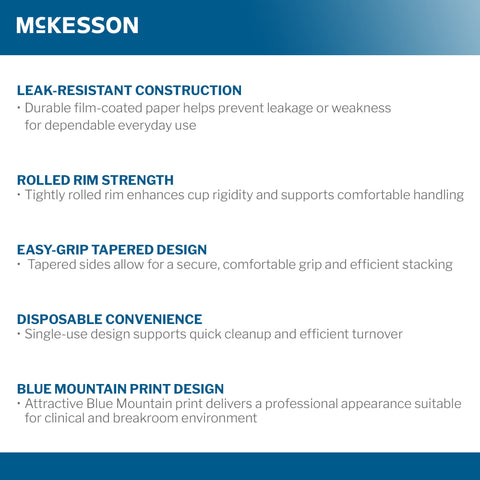 Drinking Cup McKesson 9 oz. Coated Paper Blue Mountain Print Disposable #PDC-CP9
