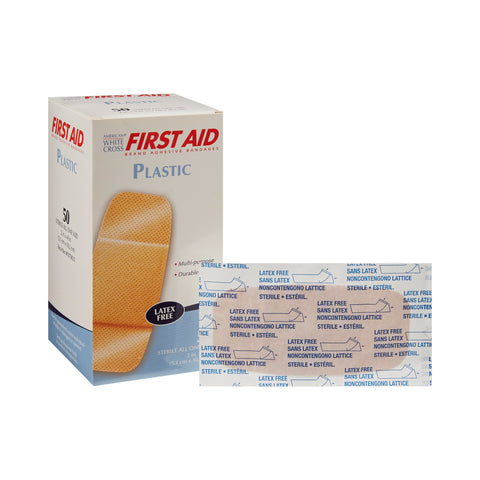 Adhesive Strip American® White Cross Plastic Rectangle Sheer Sterile
