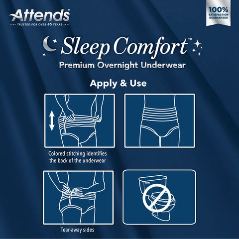 Absorbent Underwear Attends Sleep Comfort Premium Overnight Pull On with Tear Away Seams Adult Small Unisex Disposable Heavy Absorbency #SCPO10