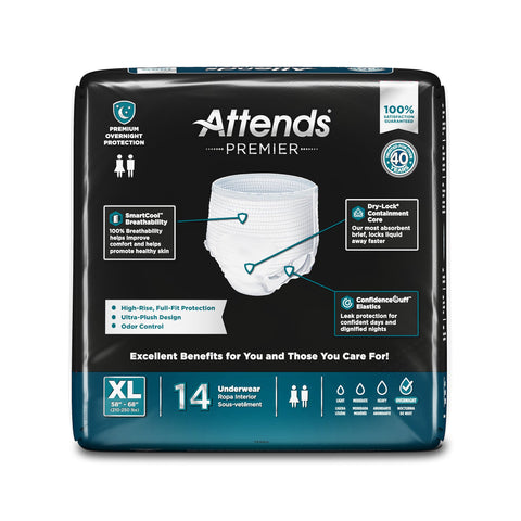 Absorbent Underwear Attends® Premier Pull On with Tear Away Seams Adult X-Large Unisex Disposable Heavy Absorbency #ALI-UW40S