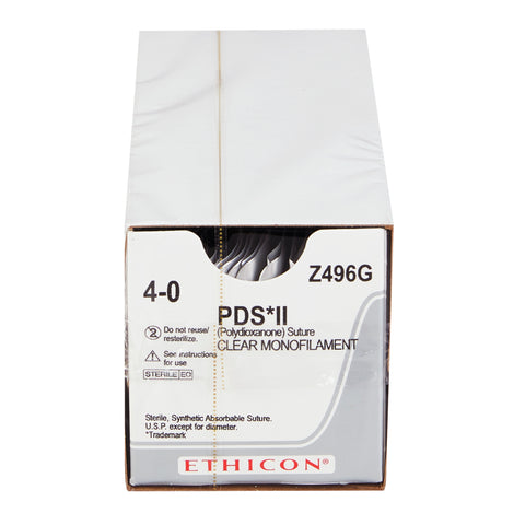 Absorbable Suture with Needle PDS™ II Polydioxanone PS-2 3/8 Circle Precision Reverse Cutting Needle Size 4-0 Monofilament #Z496G