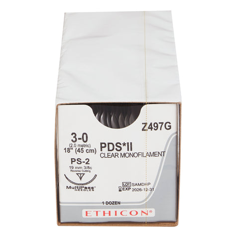 Absorbable Suture with Needle PDS™ II Polydioxanone PS-2 3/8 Circle Precision Reverse Cutting Needle Size 3-0 Monofilament #Z497G