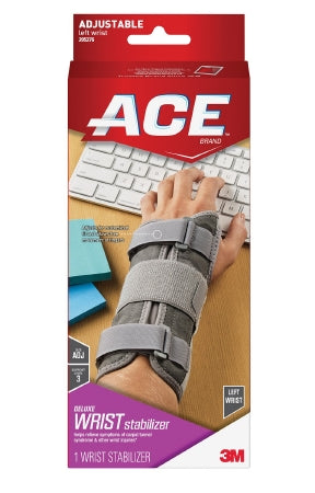 Wrist Brace 3M™ Ace™ Aluminum / Nylon / Polyester / Polypropylene / Polyurethane / Spandex Left Hand Gray One Size Fits Most