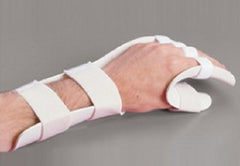 Functional-Position Hand Splint with Strapping Rolyan® Preformed Thermoplastic Right Hand White Medium 3-1/2 to 4-1/2 Inch MCP Width