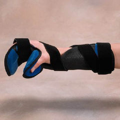 Functional Resting Hand Orthosis Rolyan® Kwik-Form™ Fabric / Foam / Wire Right Hand Black / Blue Small / Medium Up to 7-1/4 Inch Wrist Circumference