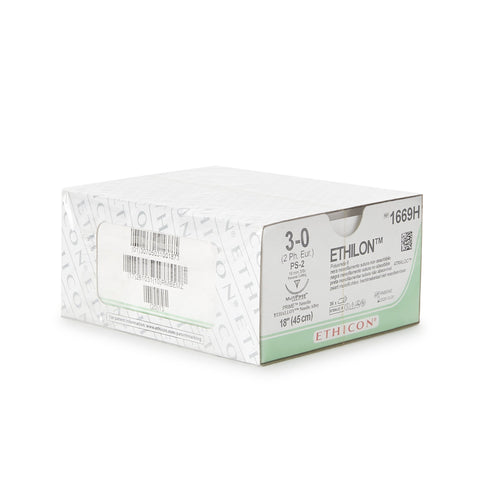 Nonabsorbable Suture with Needle Ethilon™ Nylon PS-2 3/8 Circle Precision Reverse Cutting Needle Size 3-0 Monofilament #1669H