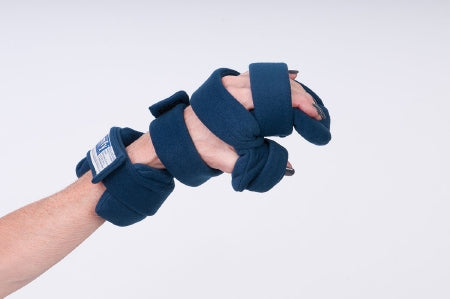 Resting Hand Splint with Five Straps ComfySplints™ Progressive Broadcloth / Foam / Steel Right Hand Navy Blue Small