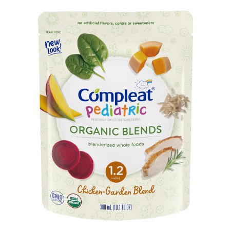 Pediatric Oral Supplement Compleat® Pediatric Organic Blends Chicken-Garden Flavor 10.1 oz. Pouch Liquid Organic Food Allergies