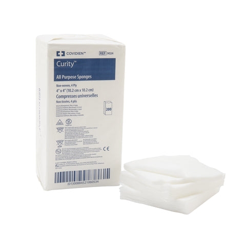 Nonwoven Sponge Curity™ Polyester / Rayon 4-Ply  Square NonSterile