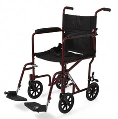 Medline Basic Aluminum Transport Chair with Permanent Full-Length Armrests, Detachable Footrests and 8