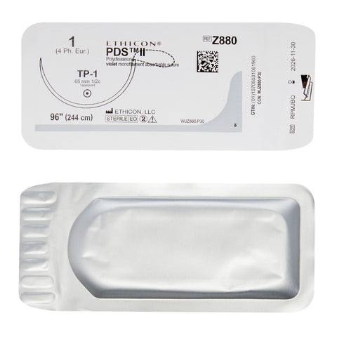Absorbable Suture with Needle PDS™ II Polydioxanone TP-1 1/2 Circle Taper Point Needle Size 1 Monofilament #Z880G
