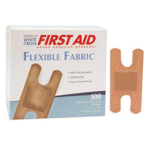 Adhesive Strip American® White Cross 1-1/2 X 3 Inch Fabric Knuckle Tan Sterile