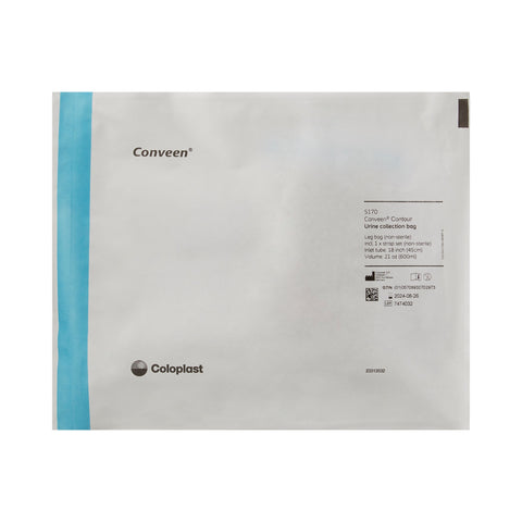 Coloplast Urinary Leg Bag Conveen® Security+ Anti-Reflux Valve NonSterile 600 mL Polyethylene / Flocked #5170