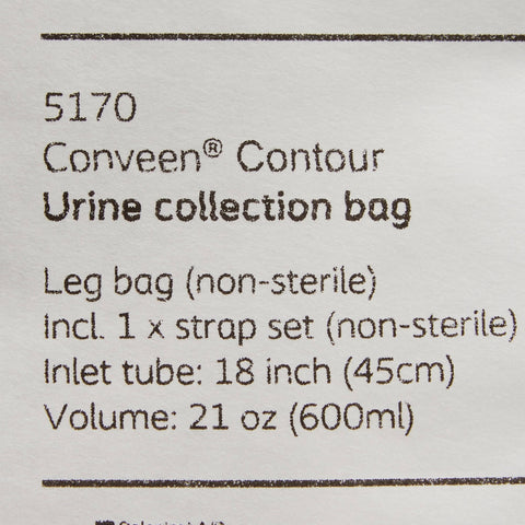 Coloplast Urinary Leg Bag Conveen® Security+ Anti-Reflux Valve NonSterile 600 mL Polyethylene / Flocked #5170