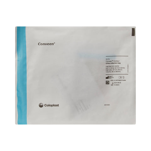 Coloplast Urinary Leg Bag Conveen® Security+ Anti-Reflux Valve NonSterile 800 mL Polyethylene / Flocked #5174