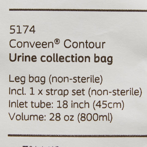 Coloplast Urinary Leg Bag Conveen® Security+ Anti-Reflux Valve NonSterile 800 mL Polyethylene / Flocked #5174