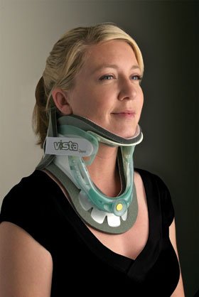 Rigid Cervical Collar with Replacement Pads Aspen® Vista® Preformed Adult One Size Fits Most Two-Piece / Trachea Opening Adjustable Height Adjustable Neck Circumference