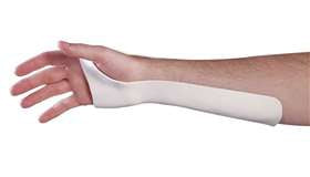 Wrist Splint Ulnar Gutter Multi-Form Plastic Left or Right Hand White Medium / Large 11 Inch Length