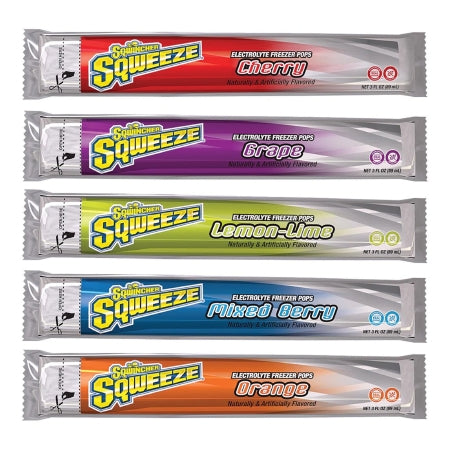 Oral Electrolyte Solution Sqwincher® Squeeze Freezer Pop Cherry / Grape / Lemon-Lime / Mixed Berry / Orange Flavor 3 oz. Electrolyte