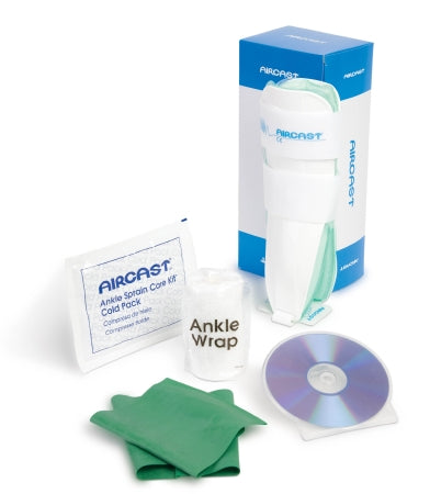 Ankle Sprain Management Kit Ankle Sprain Care Kit™ Includes: Medium Air-Stirrup* Ankle Brace for Left Ankle, Ankle Wrap, Cold Pack, Exercise Band, Instructional DVD and Booklet