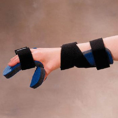 Functional Resting Hand Orthosis Rolyan® Kwik-Form™ Economy Fabric / Foam Right Hand Black / Blue Small / Medium