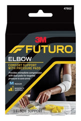 Elbow Support with Pressure Pads 3M™ Futuro™ Medium Pull-On / Hook and Loop Strap Closure Sleeve Left or Right Elbow 10 to 11 Inch Elbow Circumference Gray