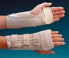 Wrist Brace Rolyan® D-Ring™ with MCP Support Aluminum / Polyester / Cotton / Foam / Polyester Left Hand Beige Large 7-3/4 to 8-1/2 Inch Wrist Circumference